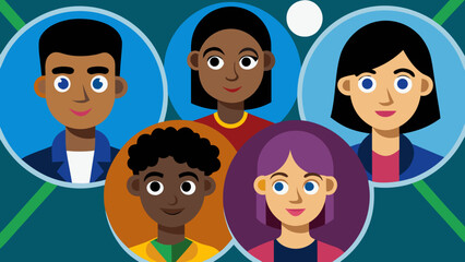 Inclusive, diverse teamwork in a warm flat-design scene with connected devices