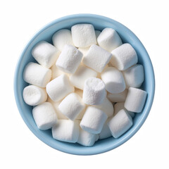 Blue Bowl Filled with White Marshmallows