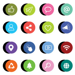  A set of social media and communication icons, including speech bubbles, a thumbs-up gesture, a user avatar, and an email symbol, all created in vector and transparent background 
