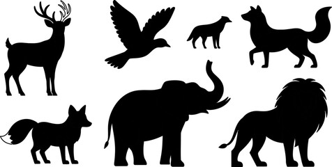 Minimal Animal Line Art Outline Vector | Wildlife Continuous Line Drawing | Modern Pet & Wild Animal Contour Illustration Design