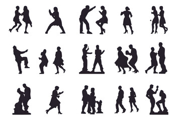 Silhouette Dance: A dynamic array of silhouette figures, each depicting a unique dance pose, creating a captivating visual narrative of movement and rhythm.