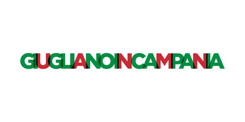 Giugliano in Campania in the Italia emblem. The design features a geometric style, vector illustration with bold typography in a modern font. The graphic slogan lettering.