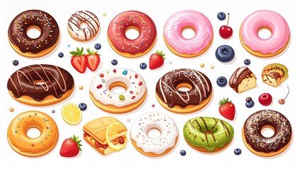 Donut Icon Set &ndash; Illustrated Dessert Collection