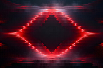 Neon Red Diamond Wave Abstract Futuristic Dark Background