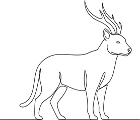 Minimal Animal Line Art Outline Vector | Wildlife Continuous Line Drawing | Modern Pet & Wild Animal Contour Illustration Design