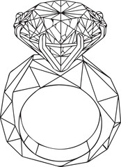 Outline Drawing of a Diamond Ring jewelry engagement