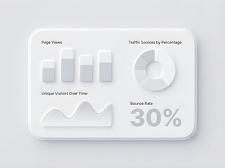 Minimalist dashboard displaying website analytics and data visualization