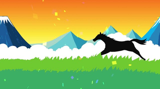 馬, 年賀状, 和風, 和柄, 新年, 動物, クリスマス, うま, ベクター, イラスト, manga