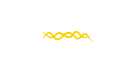 Obraz premium Abstract Yellow Wavy Intertwined Lines or DNA Strand Icon on Black
