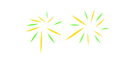 Abstract Yellow and Green Fireworks Explosion or Starburst on Black