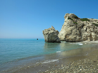 Sea and rocks in the area of ​​Aphrodite's rock