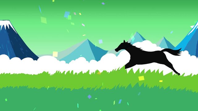 馬, 年賀状, 和風, 和柄, 新年, 動物, クリスマス, うま, ベクター, イラスト, manga