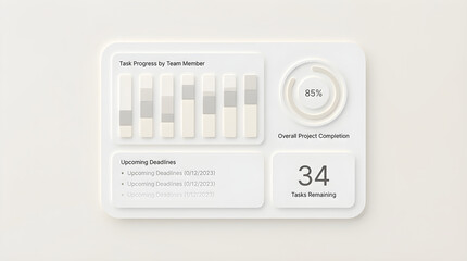 Project management dashboard showing task progress and deadlines