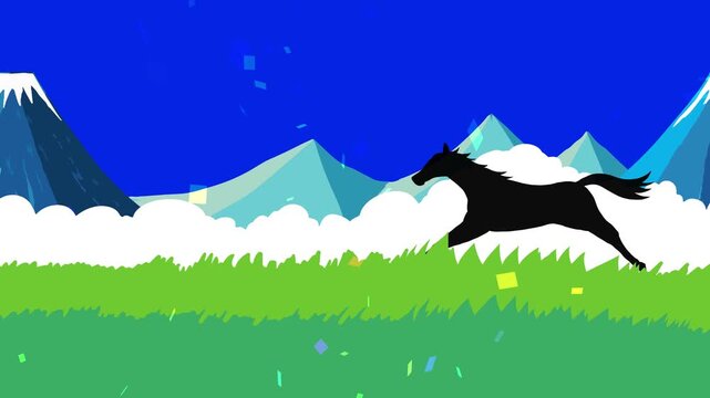 馬, 年賀状, 和風, 和柄, 新年, 動物, クリスマス, うま, ベクター, イラスト