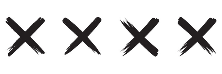 Hand drawn right and wrong vector sign in brush stroke outline shape. Check marks doodle set. Vote, yes, no, checkbox, checklist, tick and cross signs, v and x drawn concept.