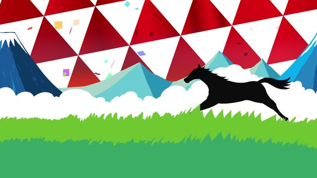 馬, 年賀状, 和風, 和柄, 新年, 動物, クリスマス, うま, ベクター, イラスト