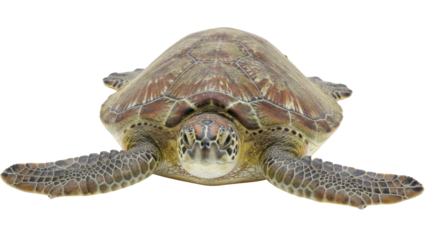 Front View of Sea Turtle Isolated on White Background