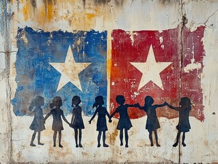 Children holding hands beneath patriotic stars, a powerful symbol of unity and hope for a brighter future