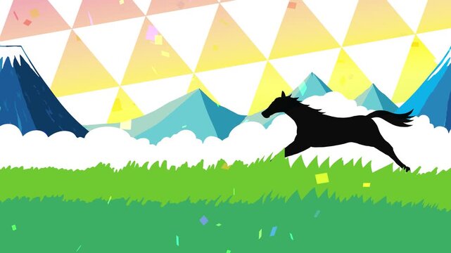 馬, 年賀状, 和風, 和柄, 新年, 動物, クリスマス, うま, ベクター, イラスト