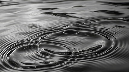 Black and White Ripples Close-Up of Water Surface
