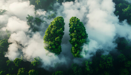 Forest Shaped Like Human Lungs Concept