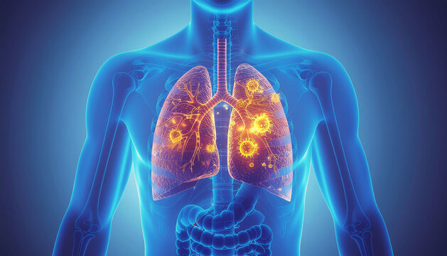 Human Lungs Infection Medical Illustration