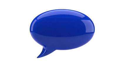 Glossy blue speech bubble PNG isolated on transparent background, communication and social media...