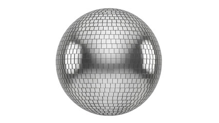 Shiny disco ball PNG isolated on transparent background, mirror ball with reflective tiles for party decoration and entertainment