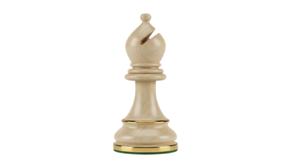Elegant wooden bishop chess piece isolated PNG on transparent background, classic game strategy and intellectual competition