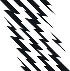 Black lightning bolt pattern diagonally across white background thunderbolt abstract