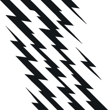 Black lightning bolt pattern diagonally across white background thunderbolt abstract