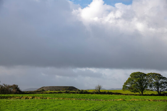 Listoghil megalithic tomb at Carrowmore ancient ritual landscape on west of Sligo, Ireland built in 4th millennium BC during Neolithic period (New Stone Age)