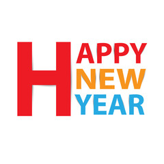 Happy New Year paper letters with shadow