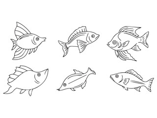 Various Fish Illustrations Set Collection