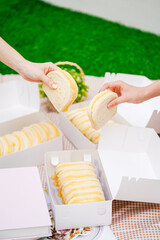 steamed bread or bun filled with srikaya jam