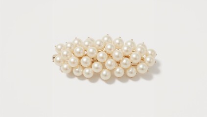 Pearl cluster hair clip creamy round lustrous elegant polished decorative accessory on plain white background