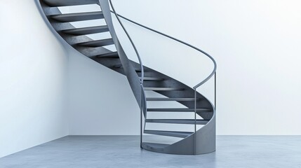 Explore the elegant and modern design of spiral staircases within a stylish minimalist interior space