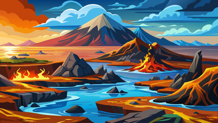 Volcanic landscapes of the Galapagos Islands featuring rugged lava formations, dramatic coastlines. A pristine and unique ecological environment ideal for nature and exploration themes