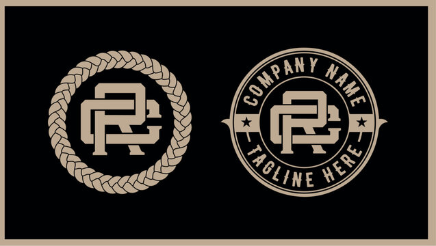 Elegant monogram cr logo design with rope and oval frame
