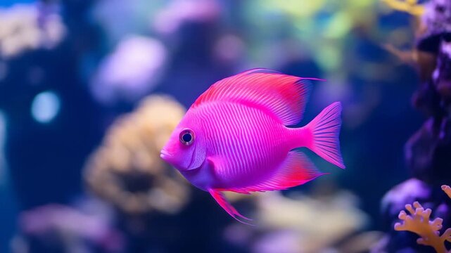 Bright pink tropical fish in reef  
