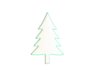 Minimalist White Christmas Tree Shape with Green Outline