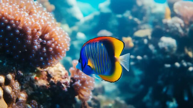 Colorful exotic fish in coral habitat