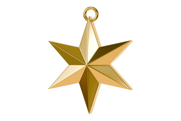3d gold six pointed star pendant icon. award rating concept. minimal cartoon gold star medal badge favorite for app banner hero. isolated on white background. 3d render.