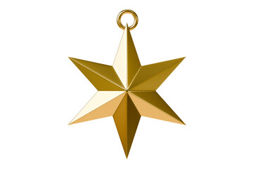 3d gold six pointed star pendant icon. award rating concept. minimal cartoon gold star medal badge favorite for app banner hero. isolated on white background. 3d render.