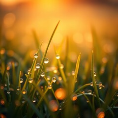 green grass with dew drops