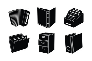 Filing and Organization Supplies vector silhouette collection