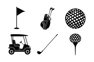 Golf Sports Equipment vector silhouette bundle