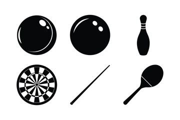 Indoor and Fun Sports vector silhouette collection