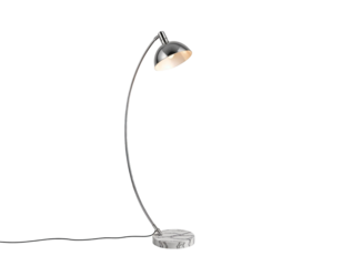 Modern Silver Arc Floor Lamp with Marble Base and Dome Shade