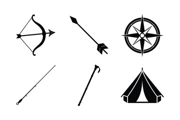 Outdoor Sports Equipment vector silhouette collection